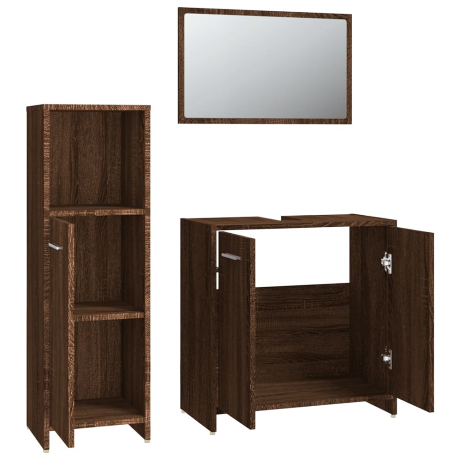 Set de muebles baño 3 pzas madera contrachapada roble