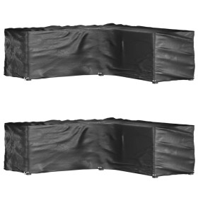 Fundas muebles jardín forma de L 2 uds 16 ojales 285x285x90