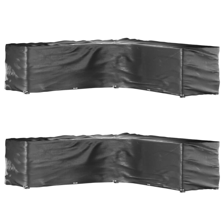 Fundas muebles jardín forma de L 2 uds 20 ojales 300x300x90