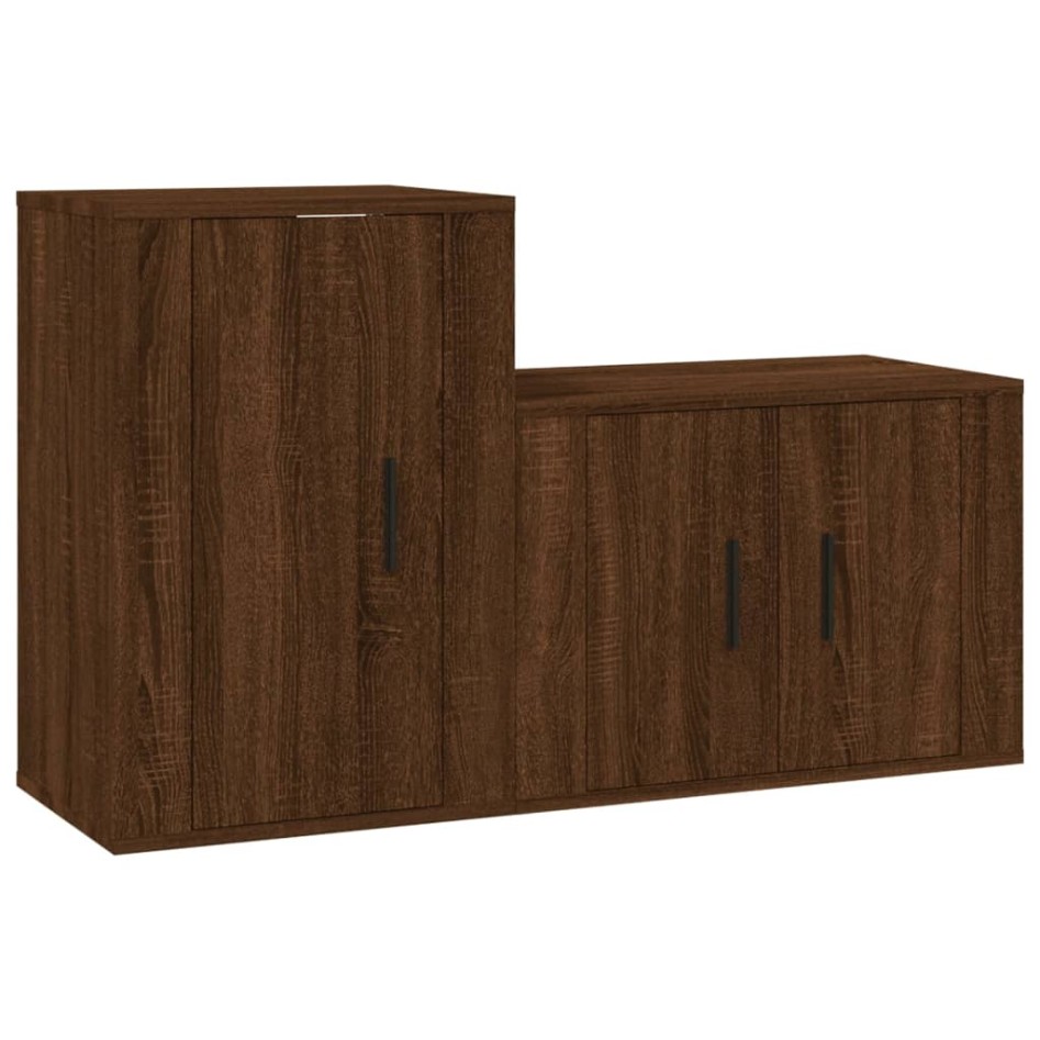 Set de muebles para TV 2 pzas madera contrachapada roble