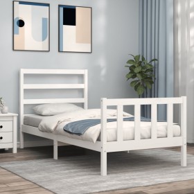 Estructura de cama sin colchón madera de pino blanca 90x200