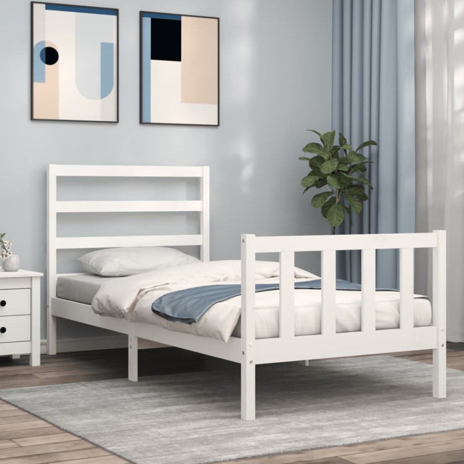 Estructura de cama sin colchón madera de pino blanca 90x200