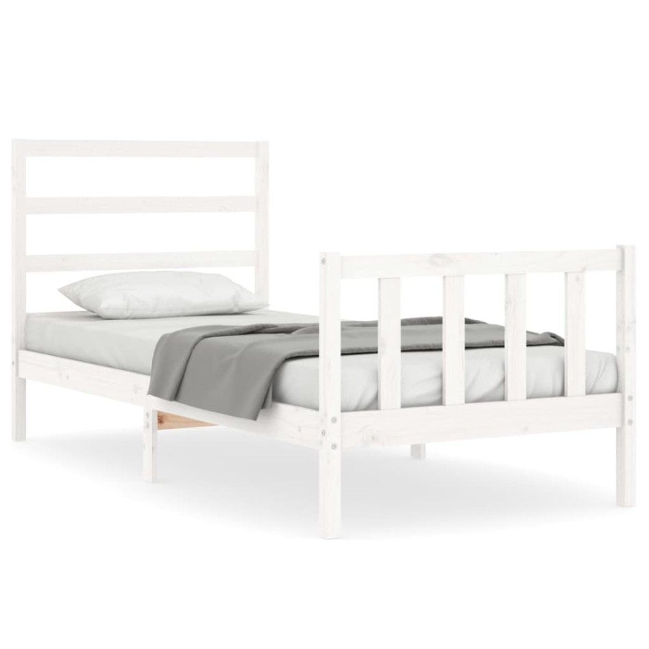 Estructura de cama sin colchón madera de pino blanca 90x200