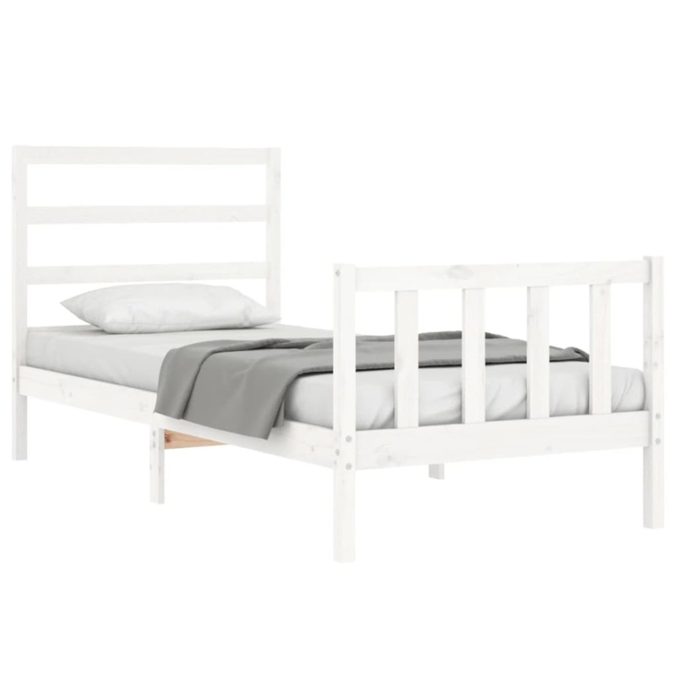 Estructura de cama sin colchón madera de pino blanca 90x200