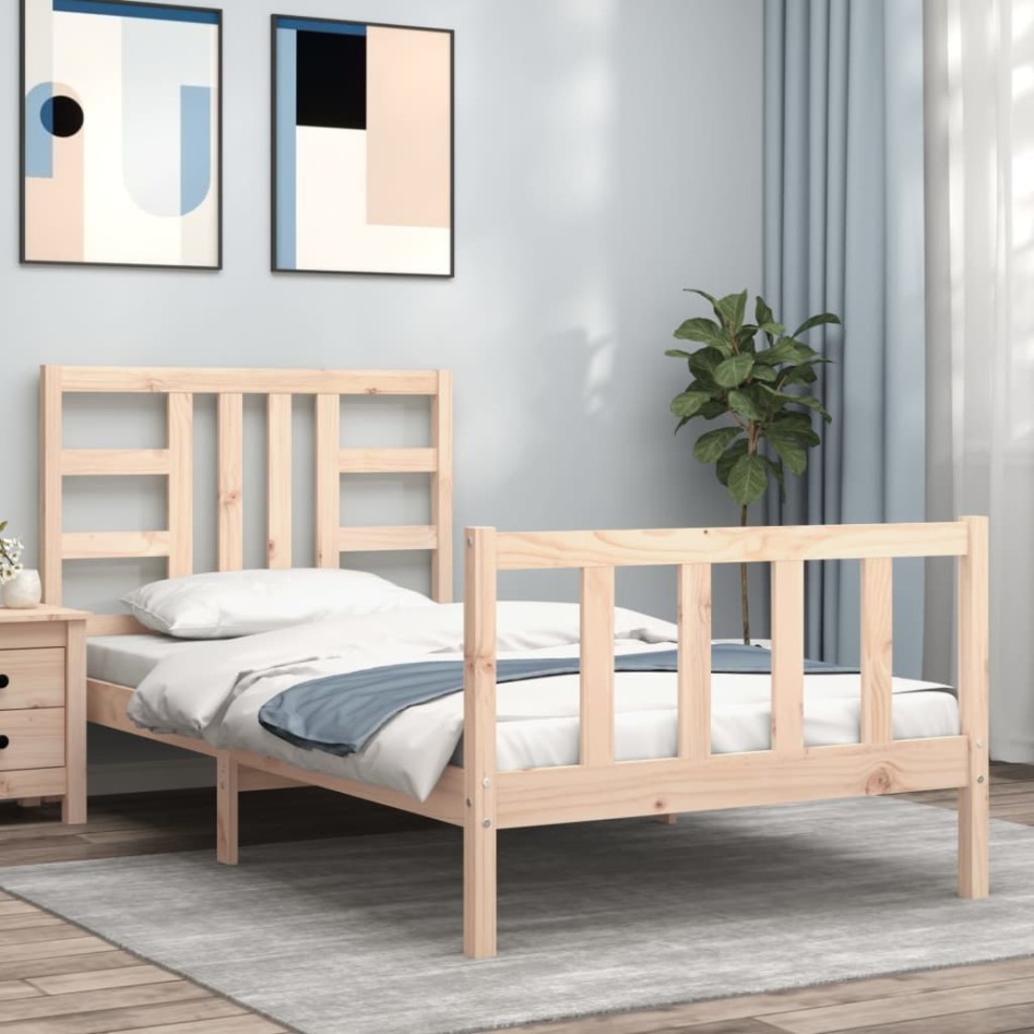 Estructura de cama sin colchón madera maciza de pino 90x190