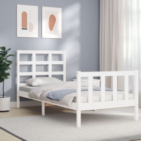 Estructura de cama sin colchón madera de pino blanca 90x200