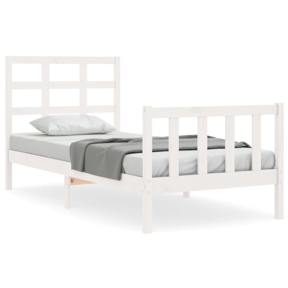 Estructura de cama sin colchón madera de pino blanca 90x200