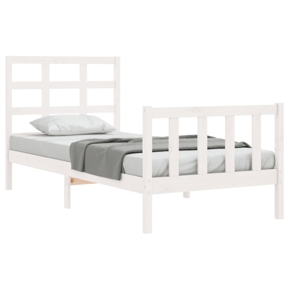 Estructura de cama sin colchón madera de pino blanca 90x200