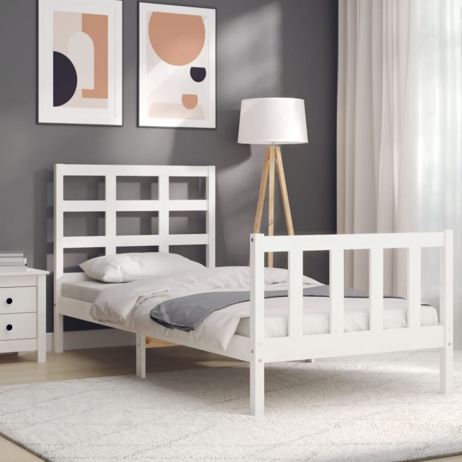 Estructura de cama sin colchón madera de pino blanca 90x200