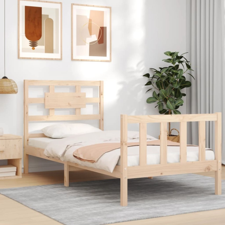 Estructura de cama con cabecero madera