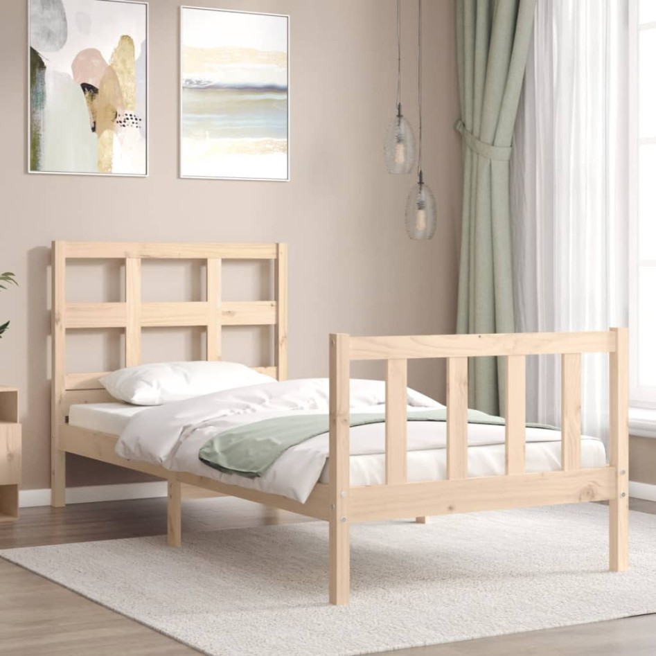 Estructura de cama sin colchón madera maciza de pino 90x200