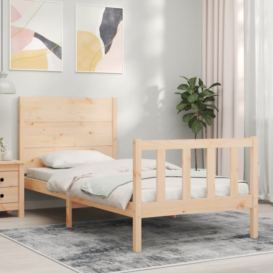 Estructura de cama sin colchón madera maciza de pino 90x200