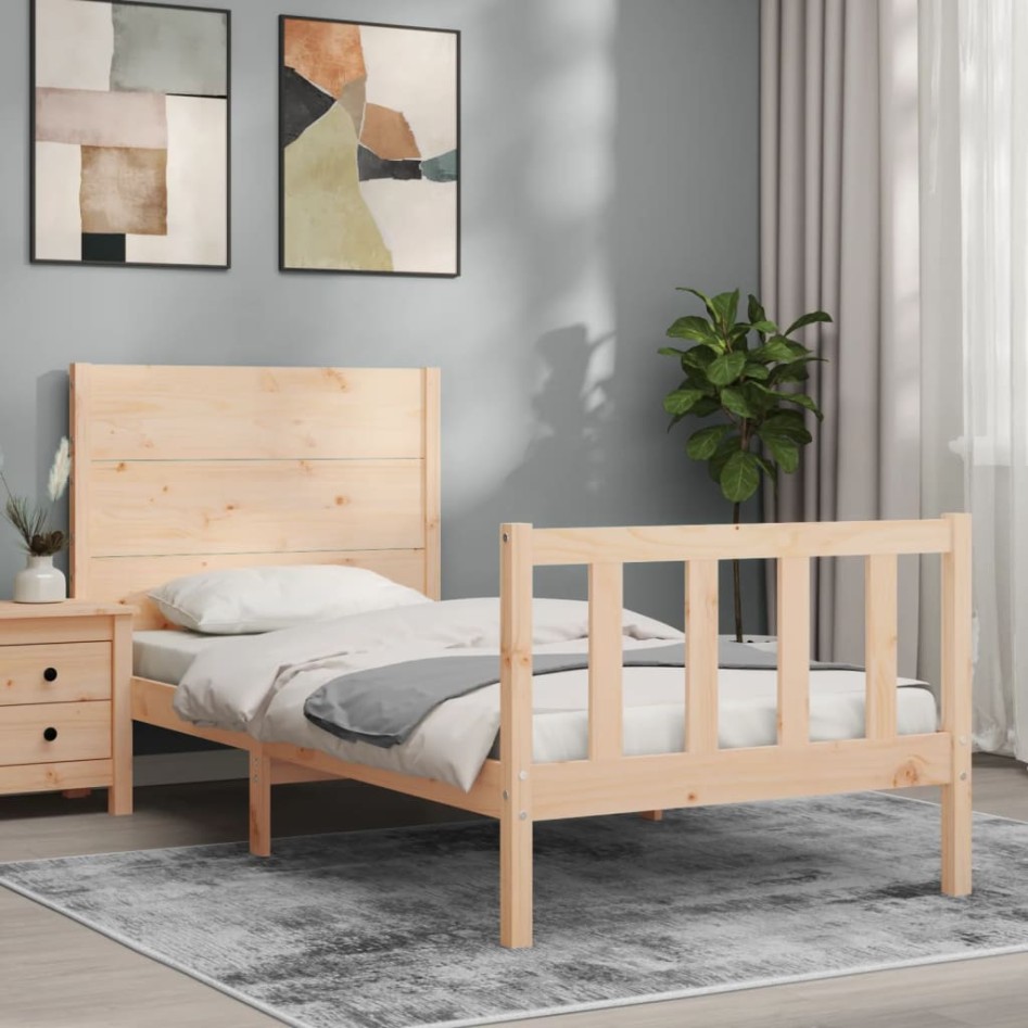 Estructura de cama sin colchón madera maciza de pino 90x200