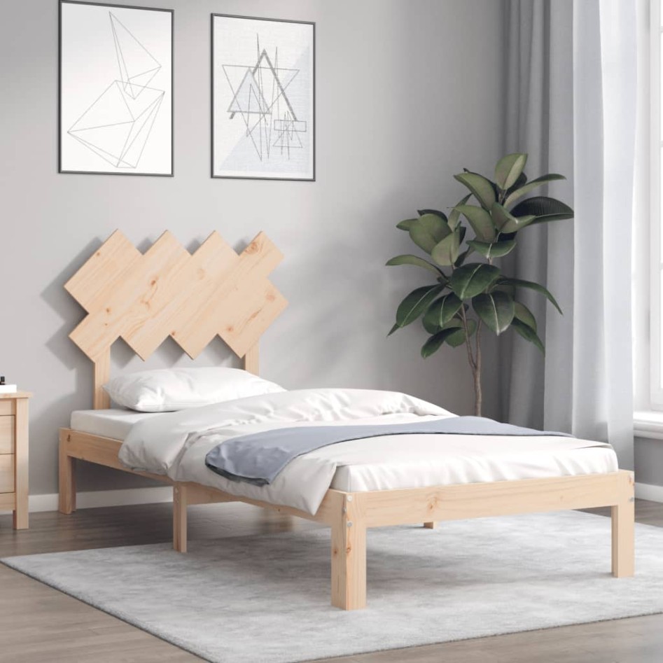 Estructura de cama sin colchón madera maciza de pino 90x200