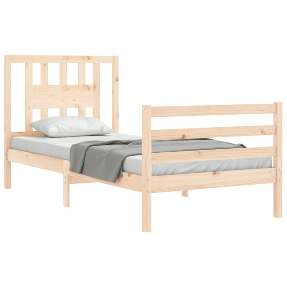 Estructura de cama con cabecero madera maciza 90x200