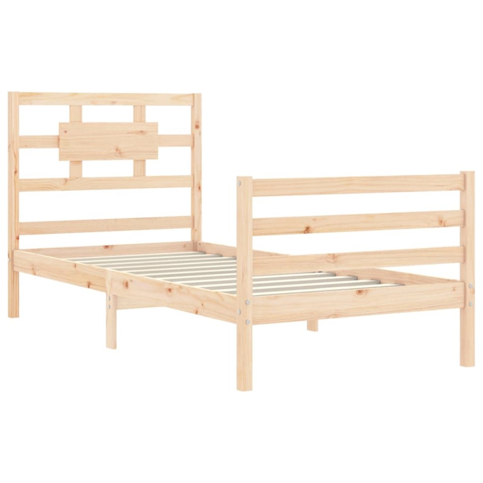 Estructura de cama con cabecero madera maciza 90x200