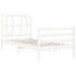 Estructura de cama con cabecero madera maciza blanco 90x200