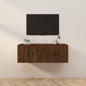 Muebles para TV de pared 2 uds roble marrón 57x34,5x40