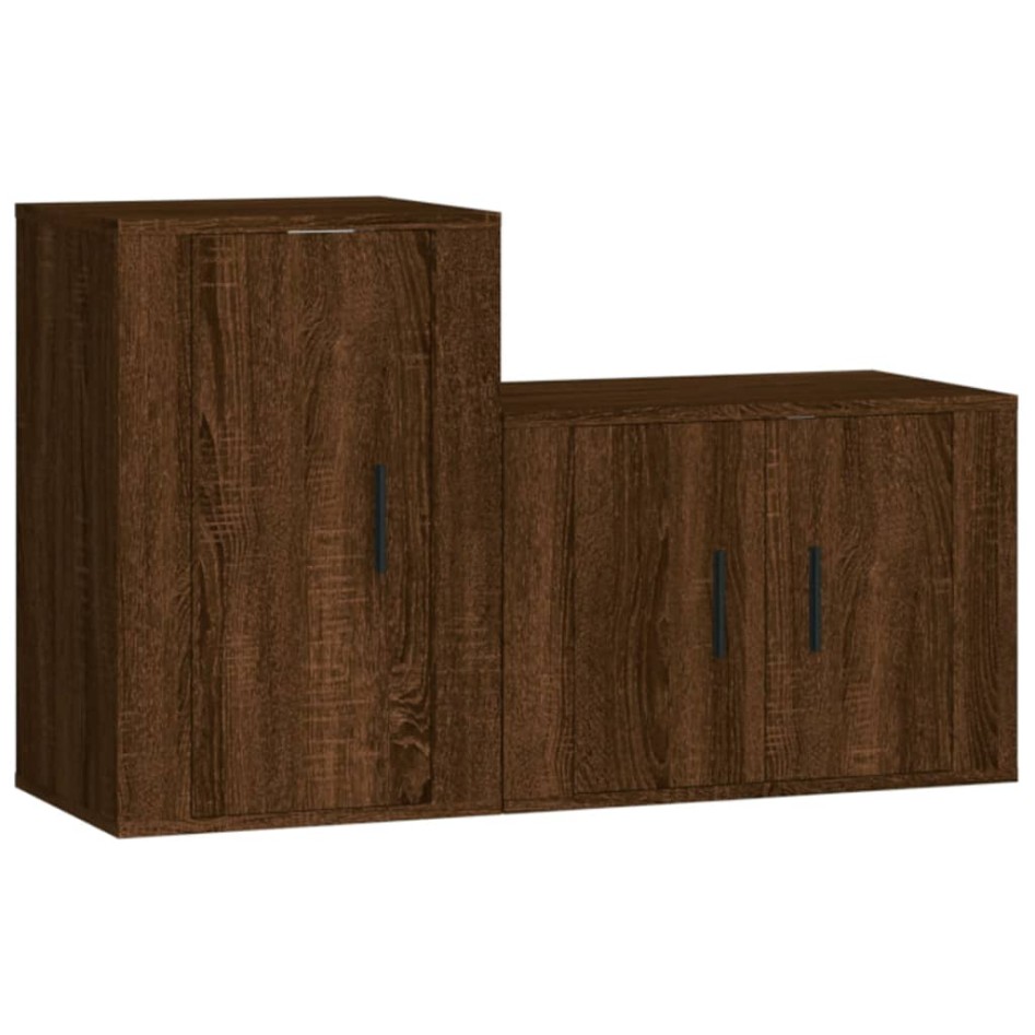 Set de muebles para TV 2 pzas madera contrachapada roble
