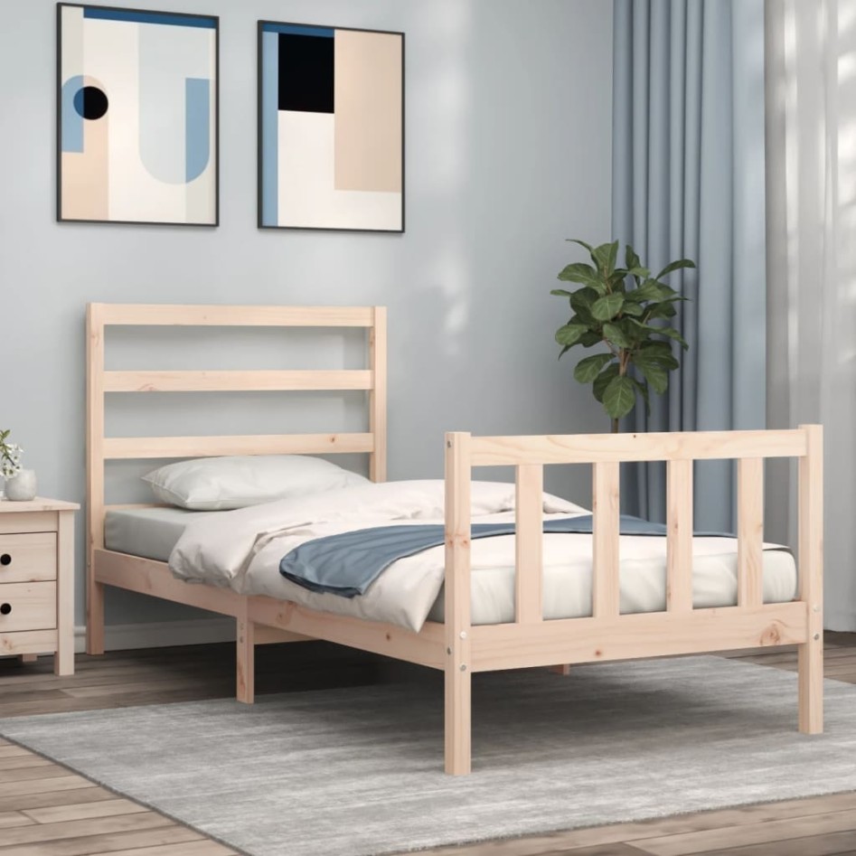 Estructura de cama sin colchón madera maciza de pino 90x190