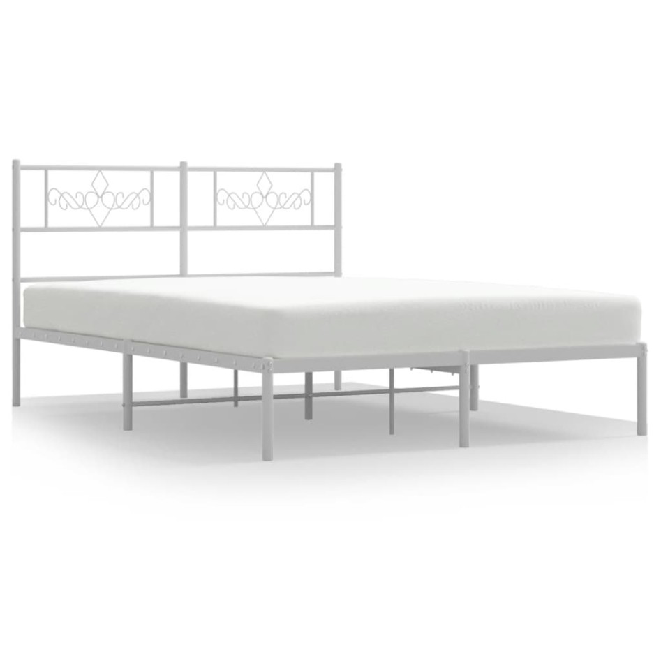 Estructura cama sin colchón con cabecero metal blanco