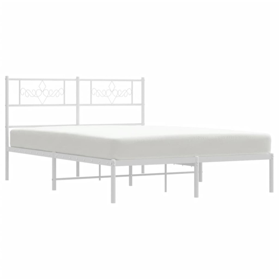 Estructura cama sin colchón con cabecero metal blanco