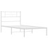 Estructura cama sin colchón con cabecero metal blanco 80x200