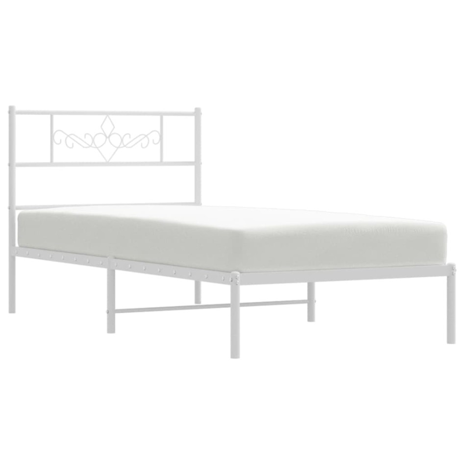 Estructura cama sin colchón con cabecero metal blanco 80x200