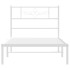 Estructura cama sin colchón con cabecero metal blanco 80x200