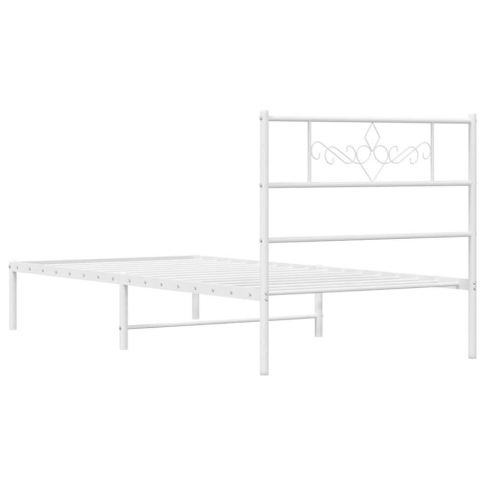 Estructura cama sin colchón con cabecero metal blanco 80x200