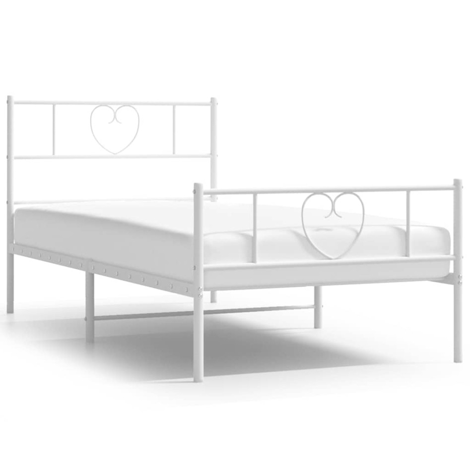 Estructura cama sin colchón con estribo metal blanco 100x200