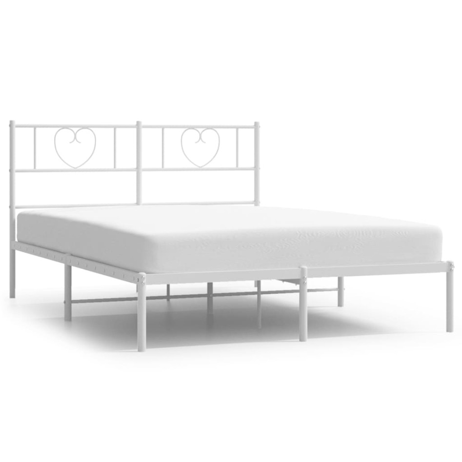 Estructura cama sin colchón con cabecero metal blanco