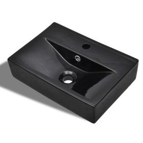 Lavabo rectangular de cerámica hueco de grifo/desagüe