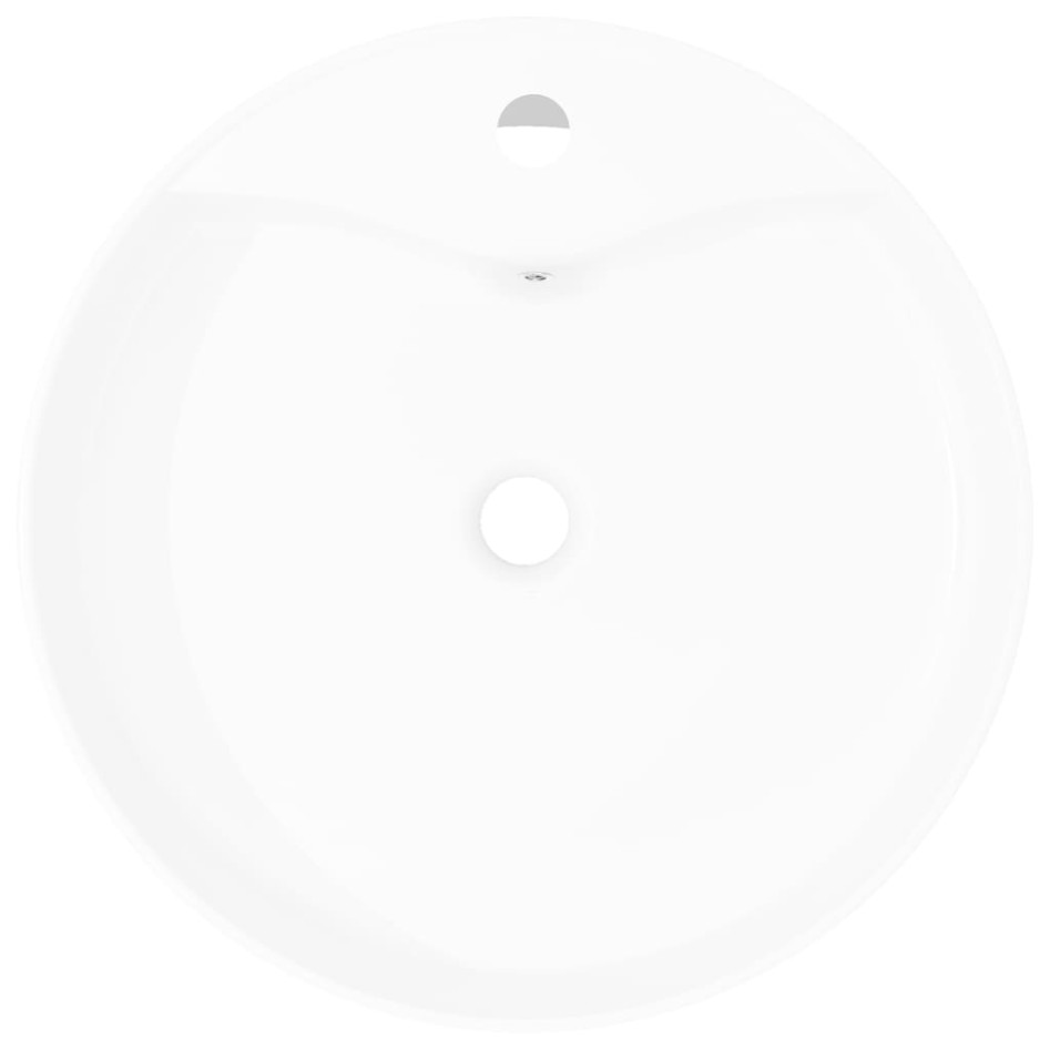 Lavabo de cerámica con agujero para grifo/desagüe blanco