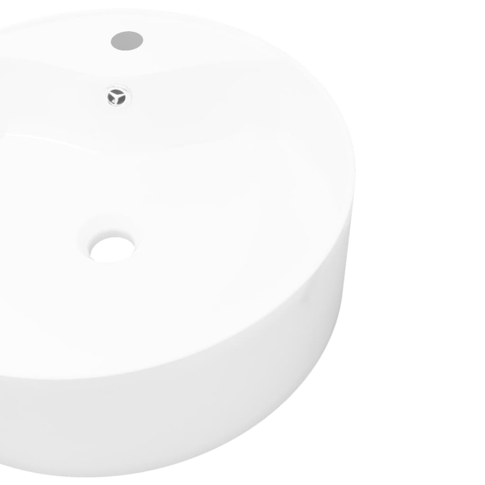 Lavabo de cerámica con agujero para grifo/desagüe blanco