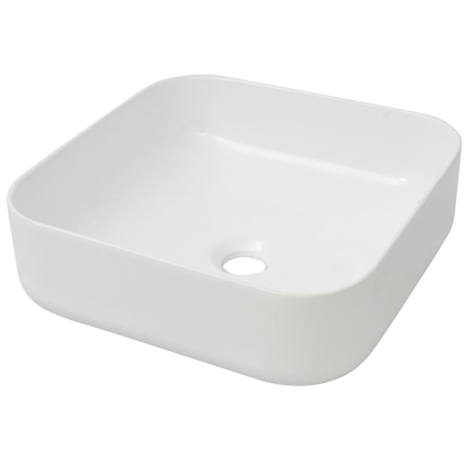 Lavabo cuadrado de cerámica blanco 39x39x13,5