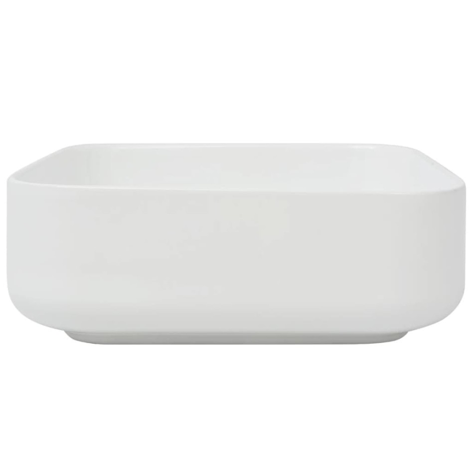 Lavabo cuadrado de cerámica blanco 39x39x13,5