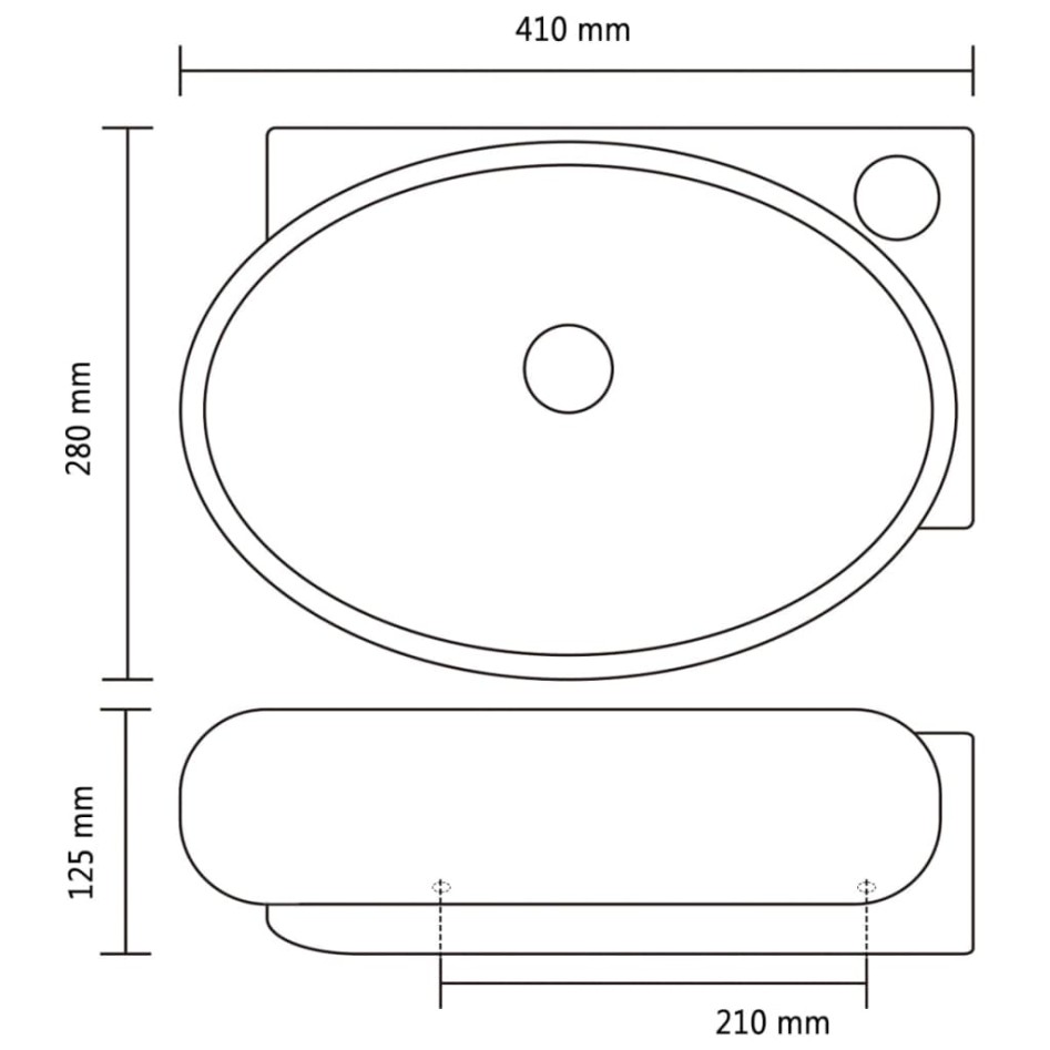 Lavabo redondo de cerámica con orificio de grifo/desagüe