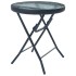 Mesa de jardín bistró acero y vidrio negro 40x46