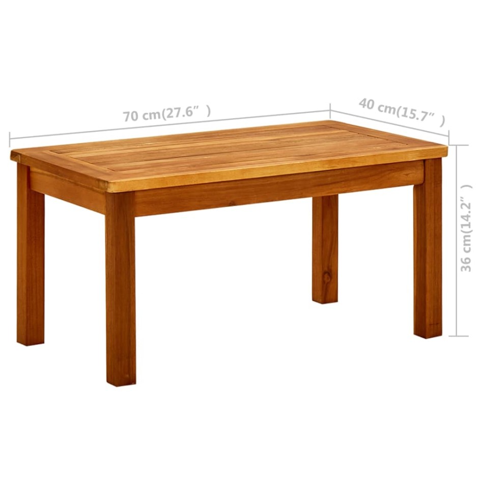 Mesa de centro de jardín madera maciza de acacia 70x40x36