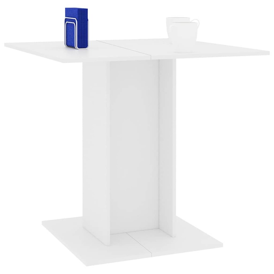 Mesa de comedor de madera contrachapada blanco 80x80x75