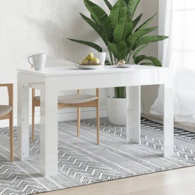 Mesa de comedor madera de ingeniería blanco brillo 120x60x76