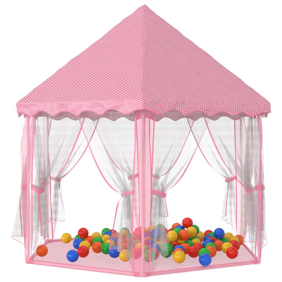 Carpa de juegos de princesa con 250 bolas rosa 133x140