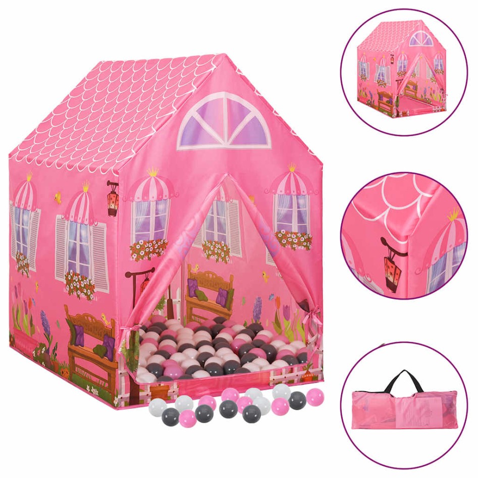 Tienda de juegos para niños con 250 bolas rosa 69x94x104