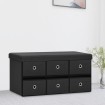 Banco de almacenaje plegable lino sintético negro 76x38x38 cm