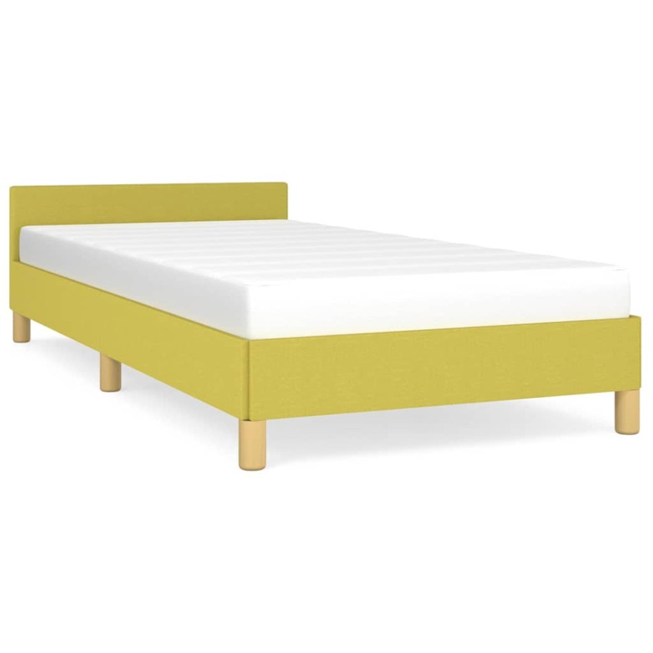 Estructura de cama con cabecero sin colchón tela verde