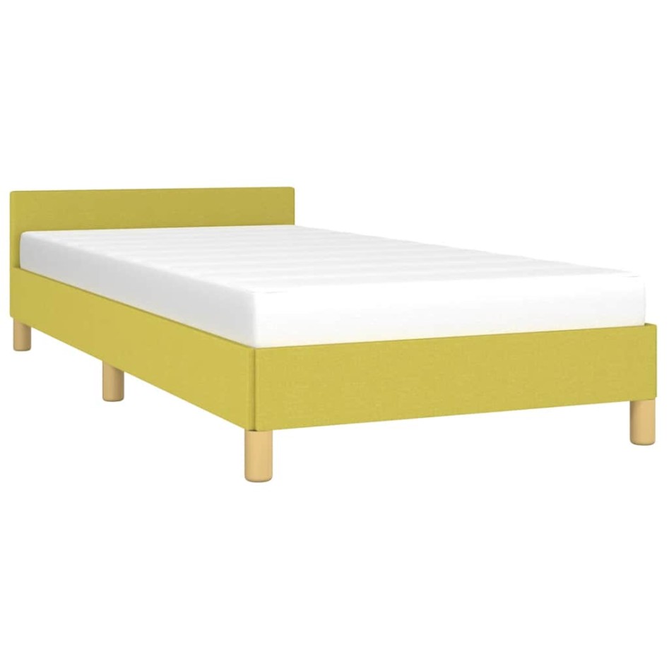 Estructura de cama con cabecero sin colchón tela verde