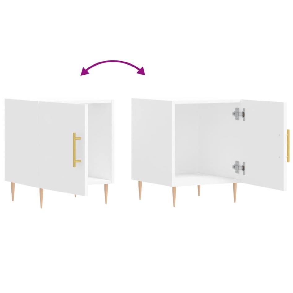 Mesitas de noche 2 uds madera de ingeniería blanco 40x40x50