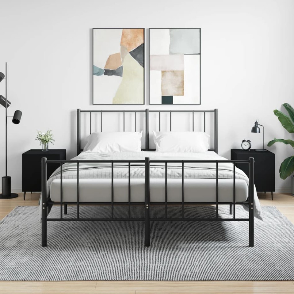 Mesitas de noche 2 uds madera de ingeniería negro 40x40x50