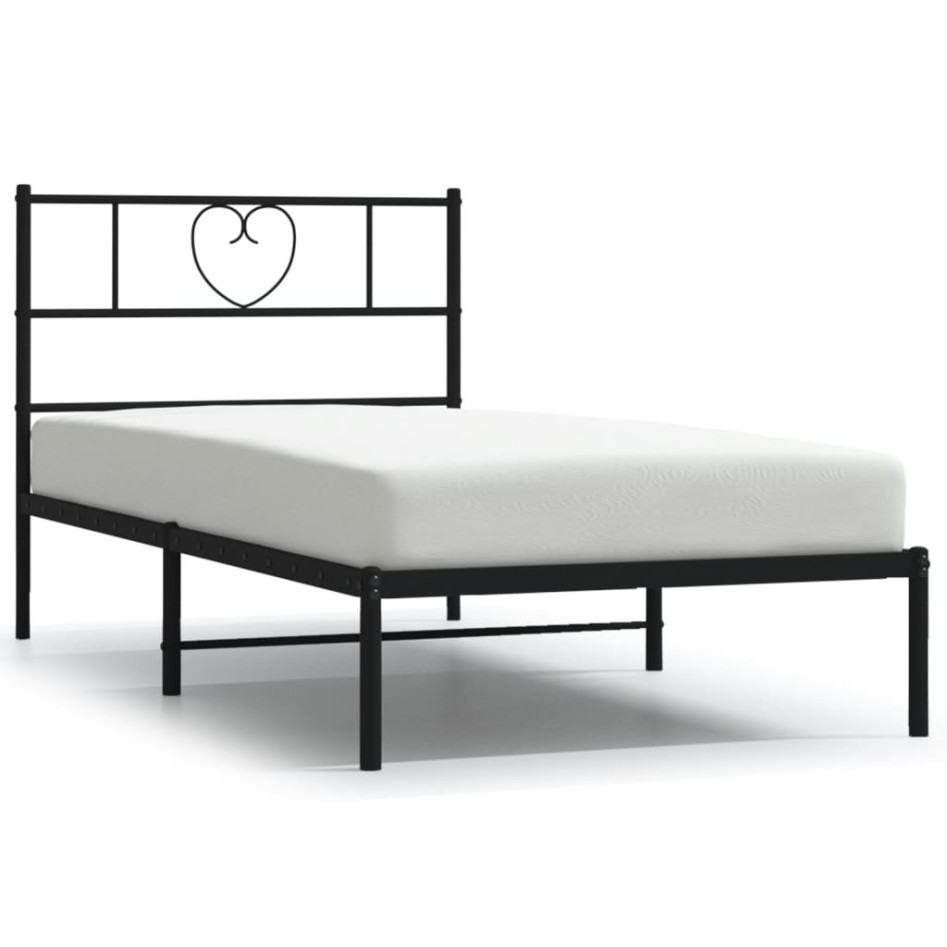 Estructura cama sin colchón con cabecero metal negro 90x190